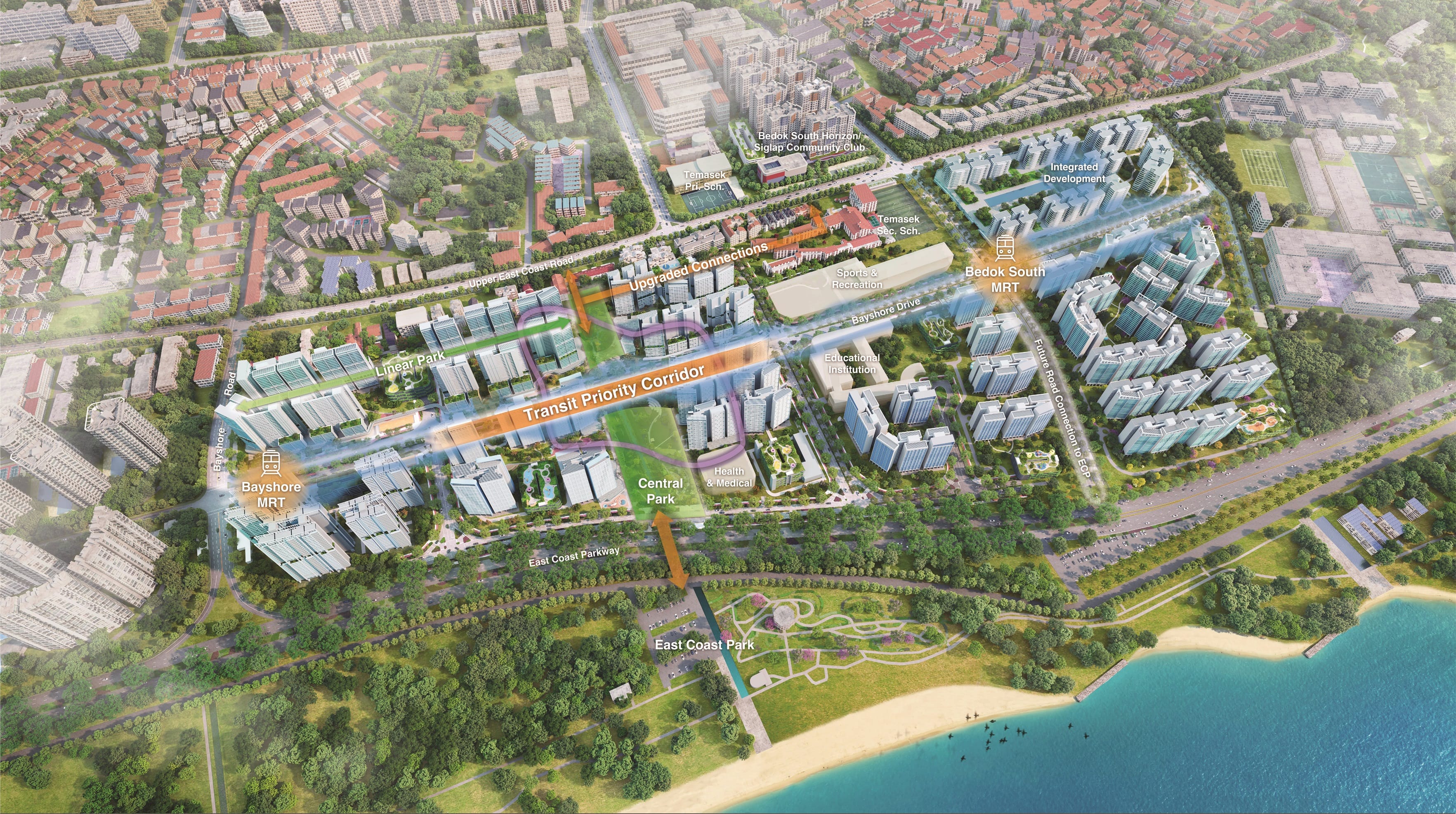 Artist impression of aerial image of Bayshore